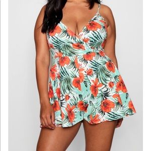 Abbie Palm Wrap Front Romper
